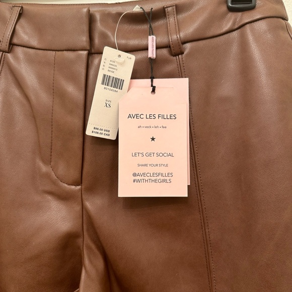 Anthropologie Brown Faux Leather Bermuda Shorts size XS; NWT - Picture 4 of 4